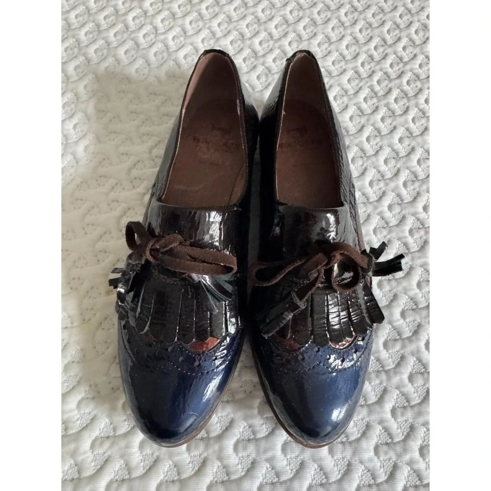 Wonders Talla Tri-Color Wingtip Patent Leather Tassel Loafers Size EU 38/US 7.5